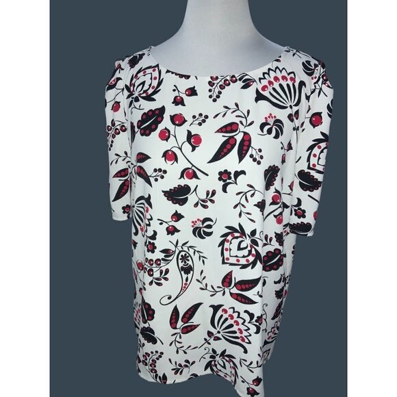 TALBOTS LADIES SS MULTI COLORED POLYESTER ABSTRACT TOP TUNIC BLOUSE SHIRT NWT XL - Picture 3 of 9